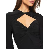 Long-Sleeve Cutout Ruched Bodycon Dress