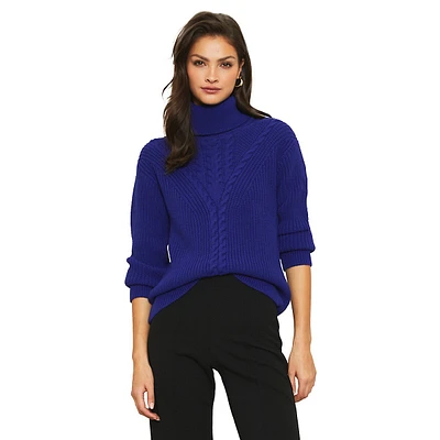 Cable-Knit Placement Turtleneck Sweater
