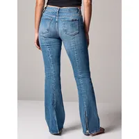 Low-Rise Back-Split Flare Jeans