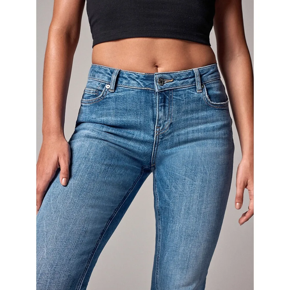 Low-Rise Back-Split Flare Jeans