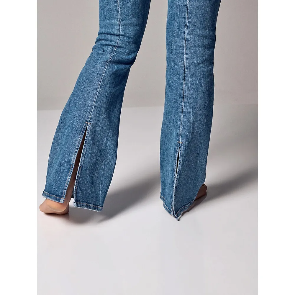 Low-Rise Back-Split Flare Jeans