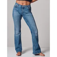 Low-Rise Back-Split Flare Jeans