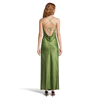 Simona Cowl Lace-Back Dotted Gown