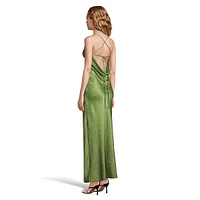 Simona Cowl Lace-Back Dotted Gown