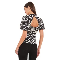 Cutout Zebra-Print Blouse