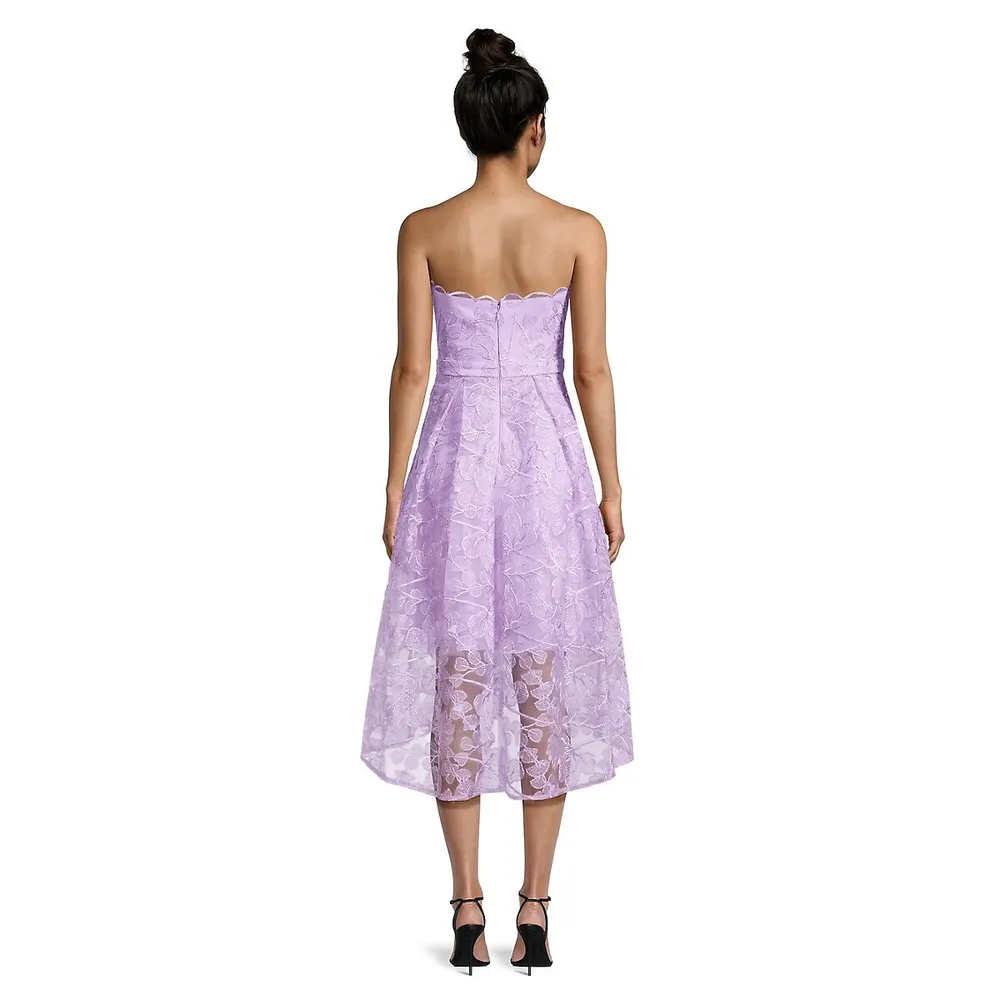 Lace Strapless Fit-and-Flare Evening Dress