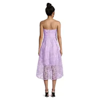 Lace Strapless Fit-and-Flare Evening Dress
