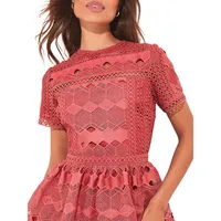 Tiered Geometric Lace Skater Dress