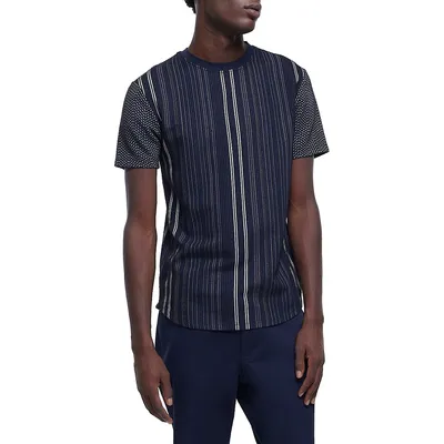 Slim-Fit Textured Stripe T-Shirt