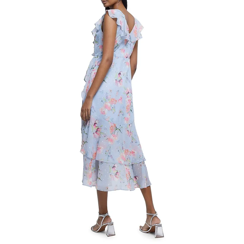 Freya Frilled Faux Wrap Floral Dress
