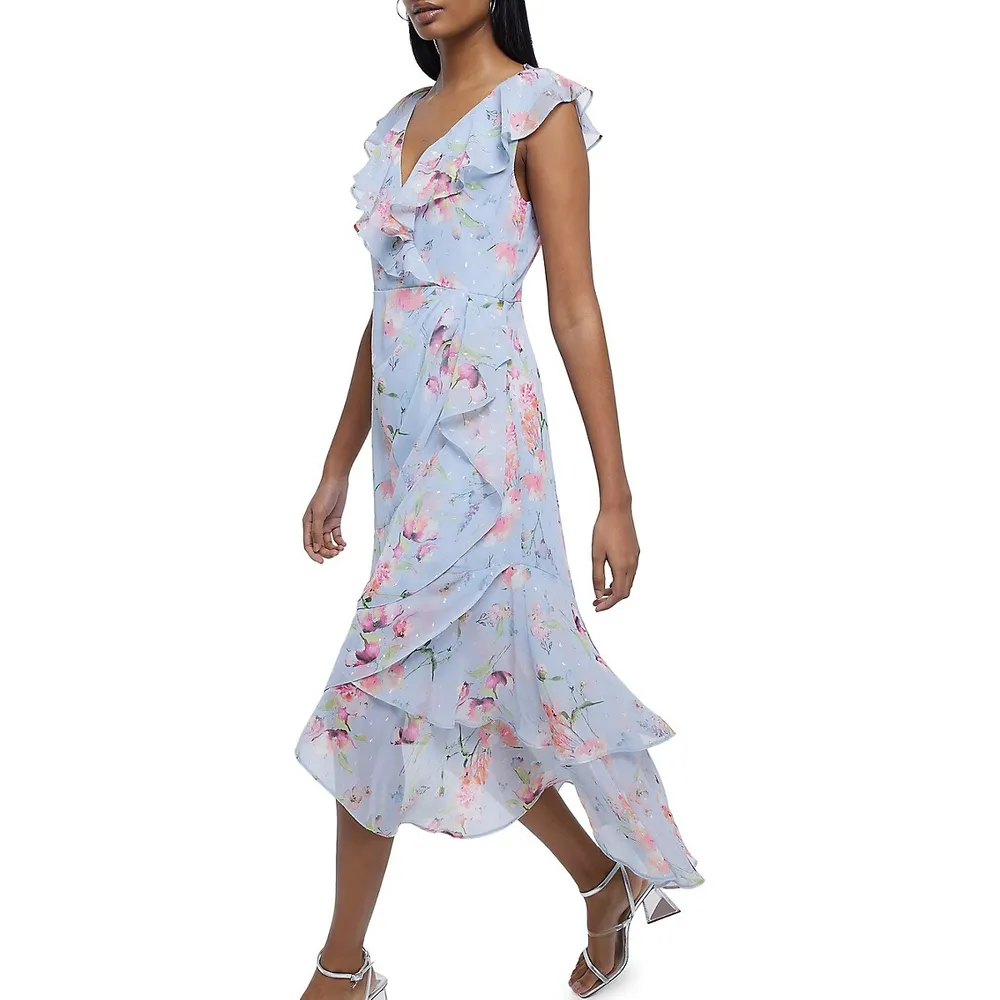 Freya Frilled Faux Wrap Floral Dress
