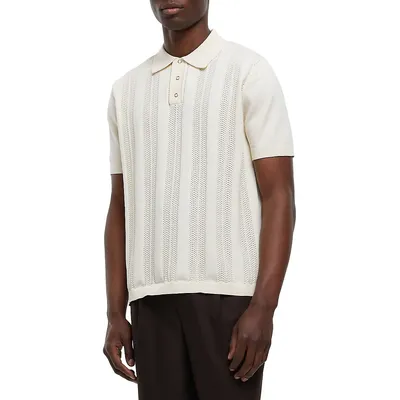 Stripe-Stitch Polo Shirt