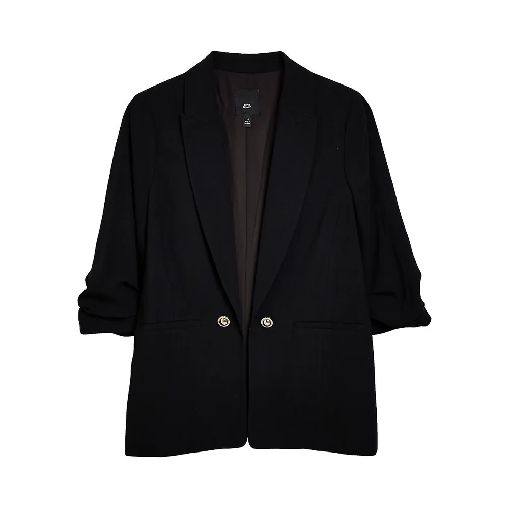 Pleated-Sleeve Blazer