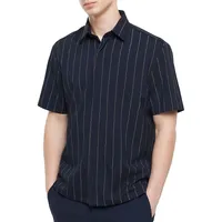 Covered-Button Pinstripe Shirt