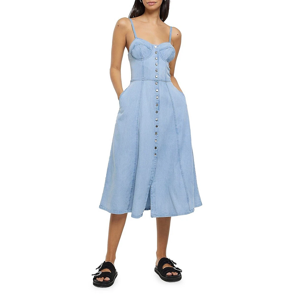 Corset-Style Denim Dress