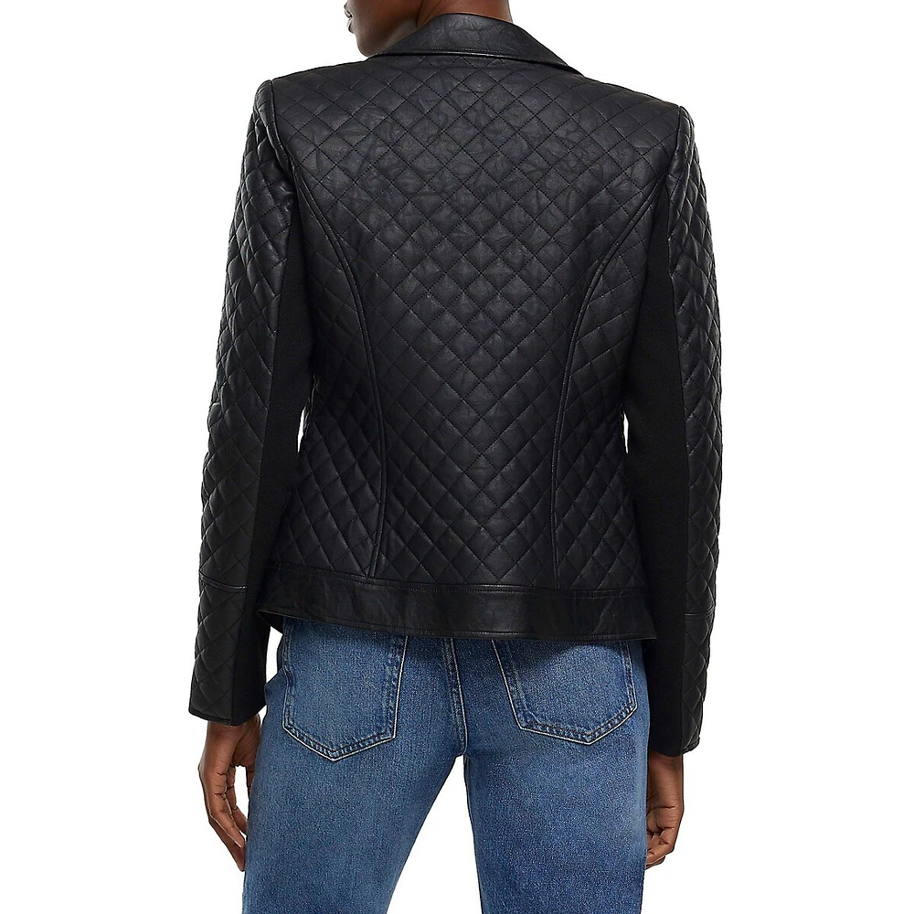 Quilted Faux Leather Blazer