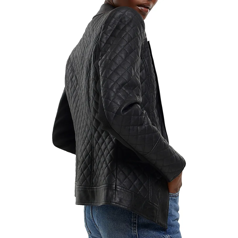 Quilted Faux Leather Blazer