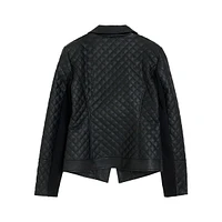 Quilted Faux Leather Blazer