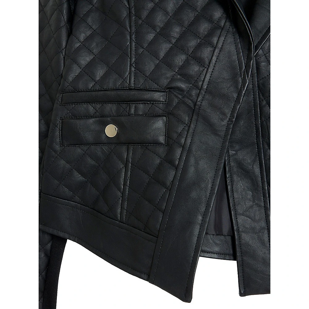 Quilted Faux Leather Blazer