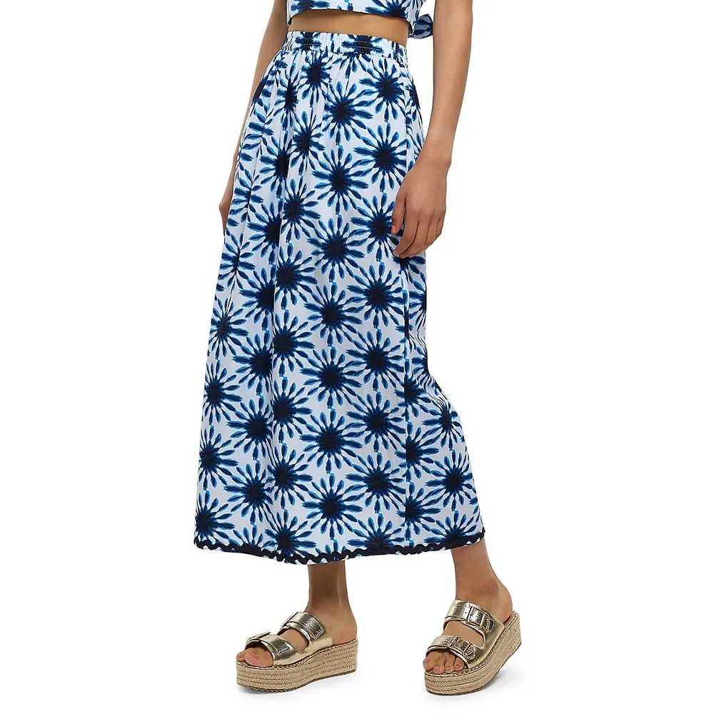 Floral Tie-Dye Midi Skirt