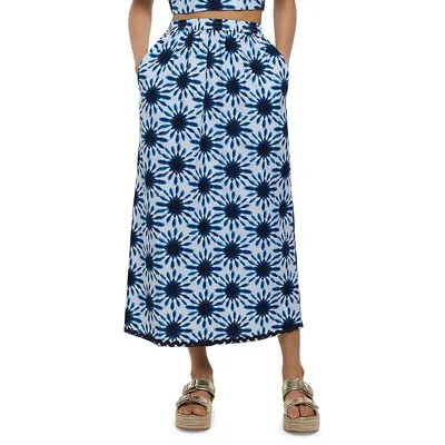 Floral Tie-Dye Midi Skirt