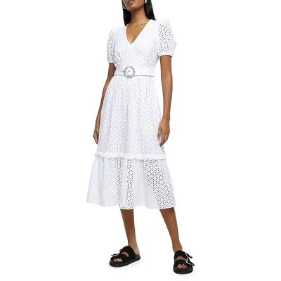 Broderie Anglaise Belted Dress
