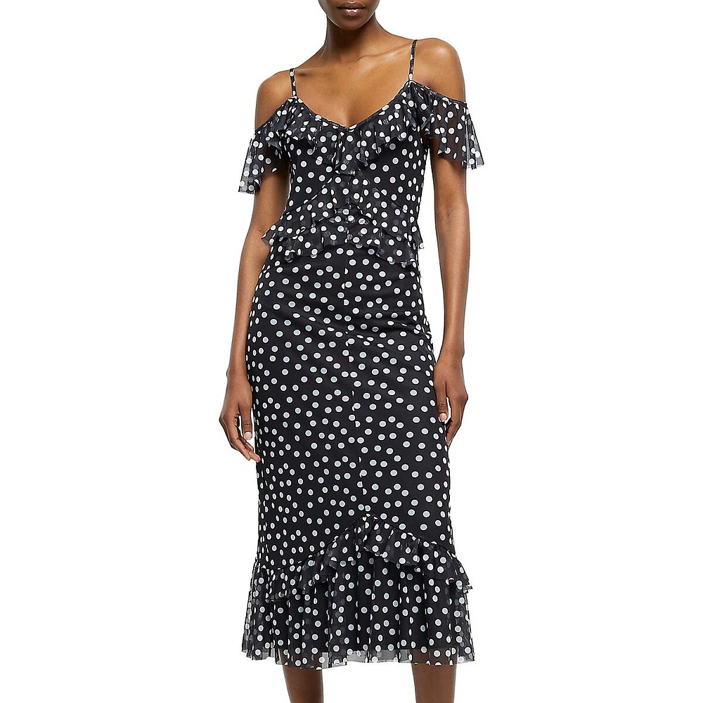 Dotted Ruffle Slip Dress