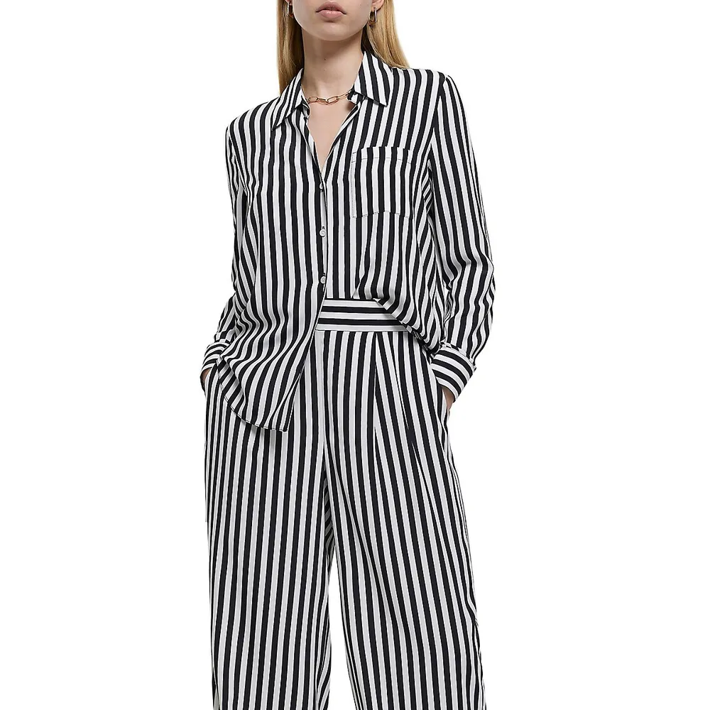 Striped Easy Wide-Leg Pants