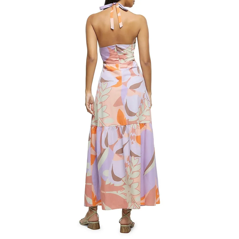 Printed Halter Maxi Dress