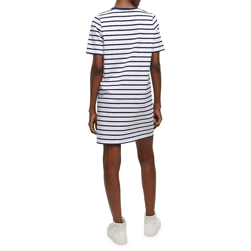 Embellished Stripe Mini T-Shirt Dress