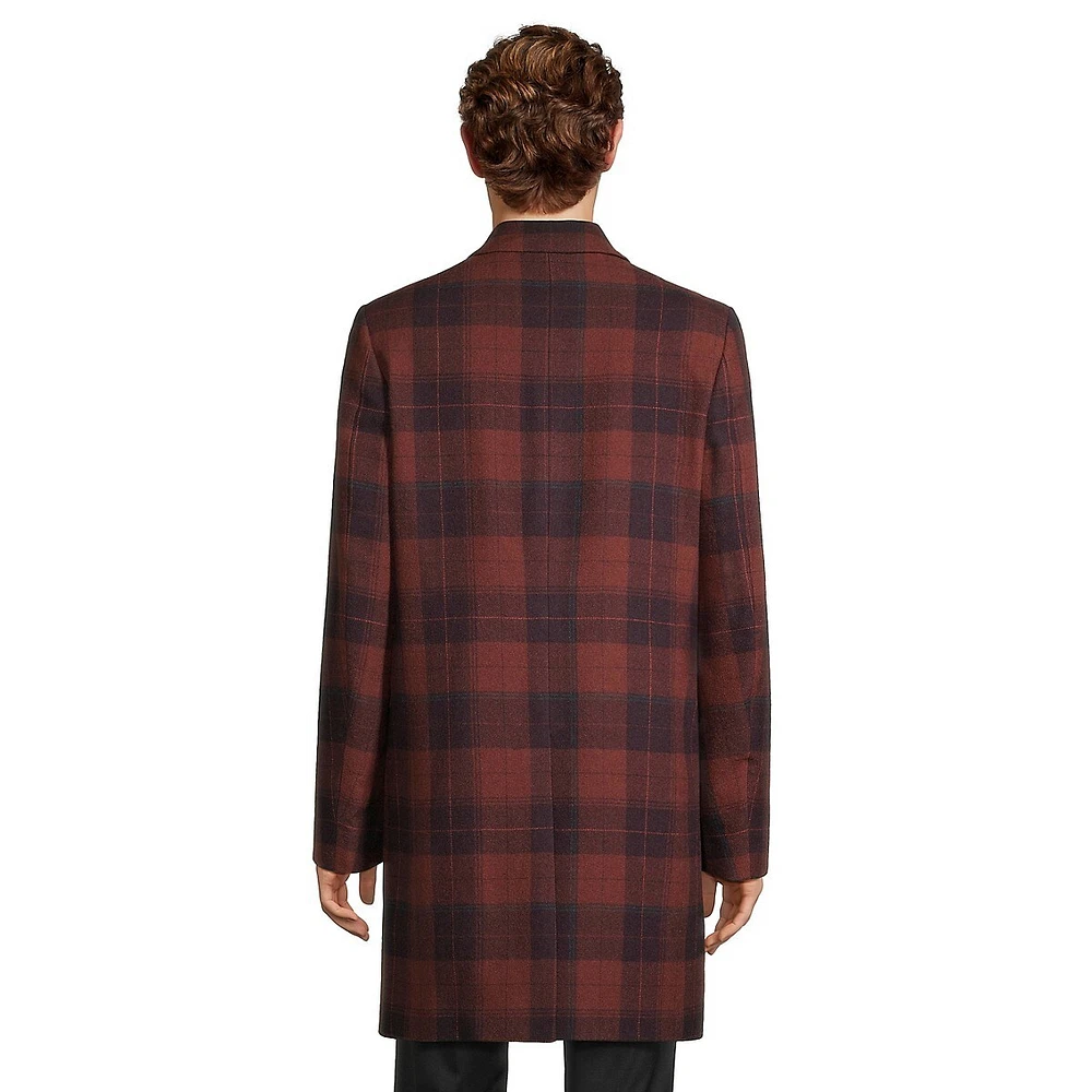 Plaid Wool Top Coat