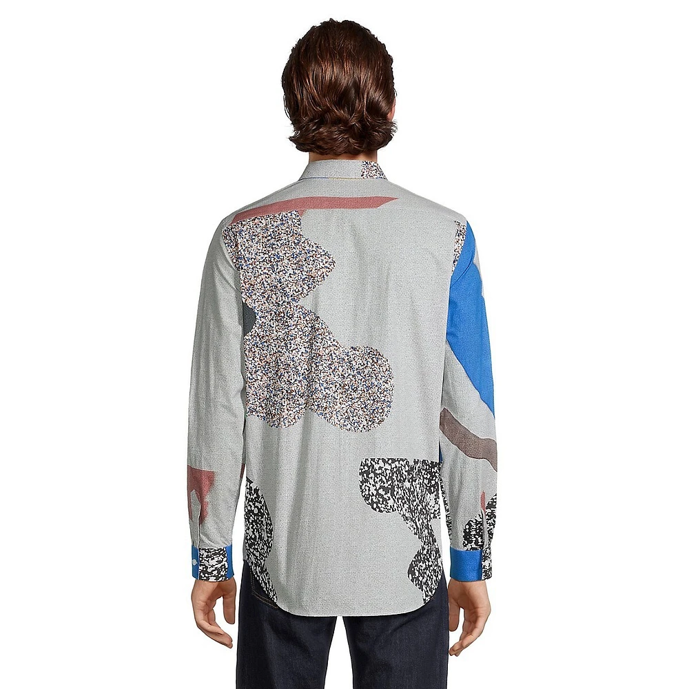 Slim-Fit Abstract-Pixel Print Shirt