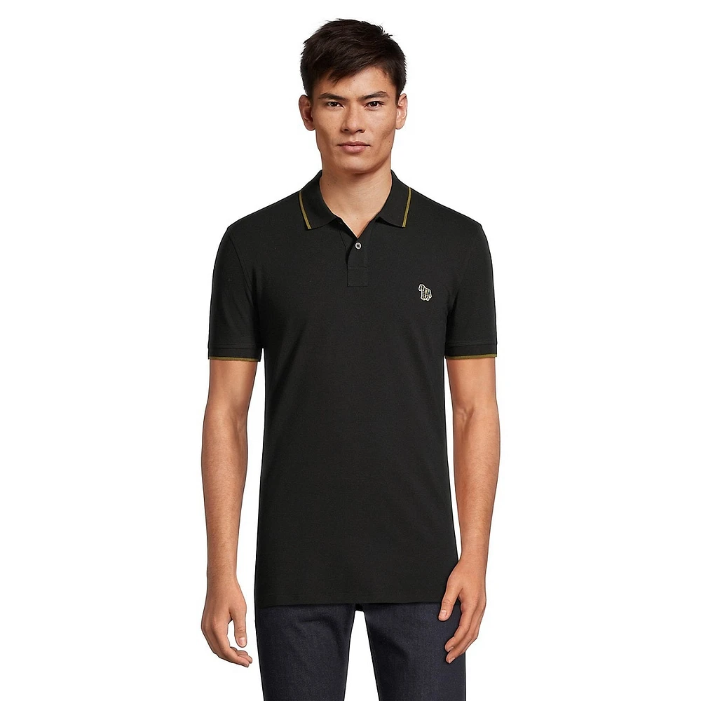 Slim-Fit Cotton Piqué Zebra-Logo Polo Shirt