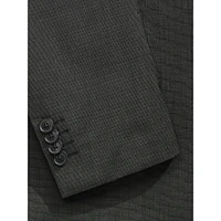 Tailored-Fit Sharkskin Wool 2-Button Suit