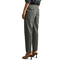 Flora Pinstripe Taper-Leg Dress Pants