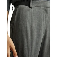 Flora Pinstripe Taper-Leg Dress Pants