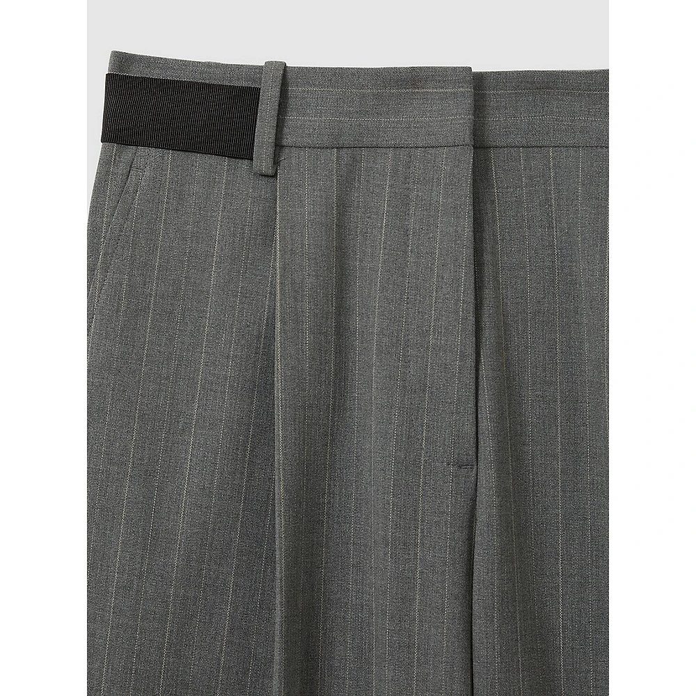 Flora Pinstripe Taper-Leg Dress Pants