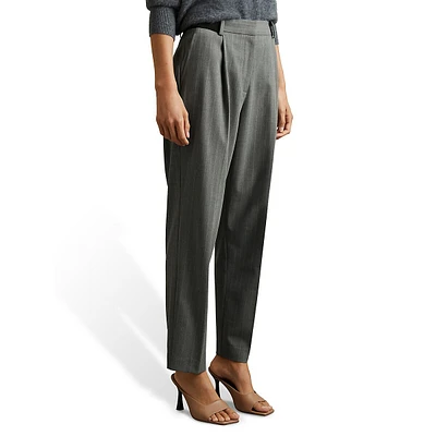 Flora Pinstripe Taper-Leg Dress Pants