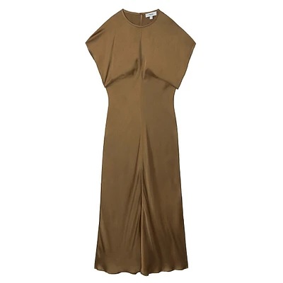 Kora Short-Sleeve Satin Maxi Dress