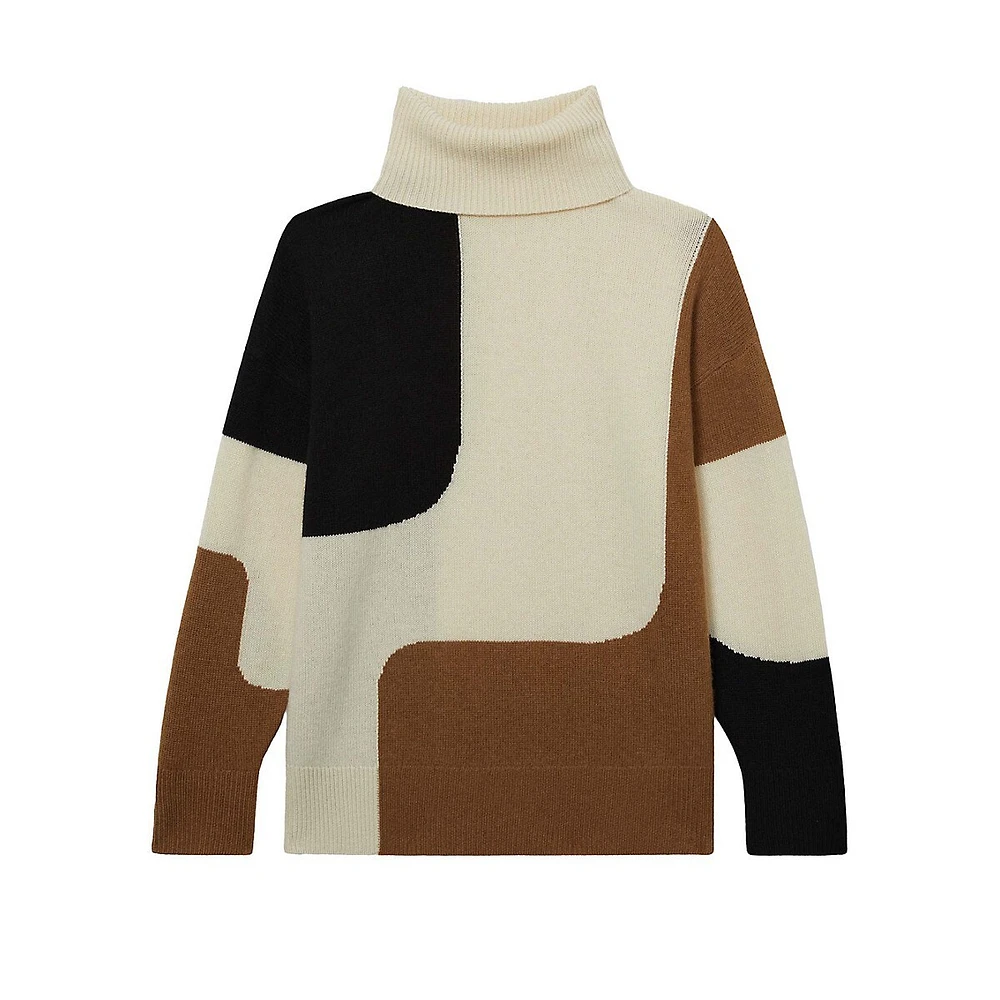 Ezra Wool-Cashmere Colourblock Turtleneck Sweater