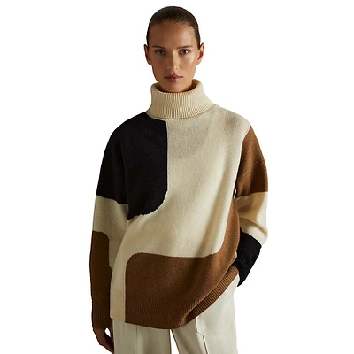 Ezra Wool-Cashmere Colourblock Turtleneck Sweater