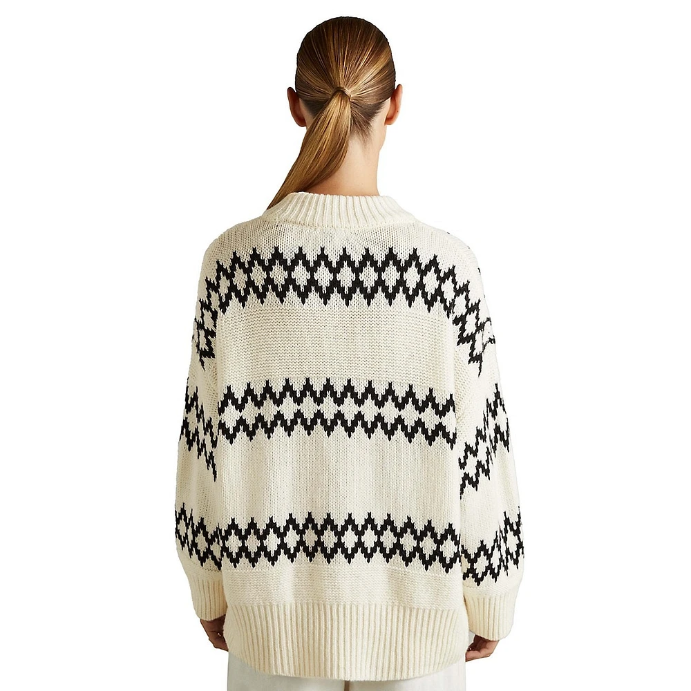 Ivy Wool-Blend Fair Isle Drop-Shoulder Sweater