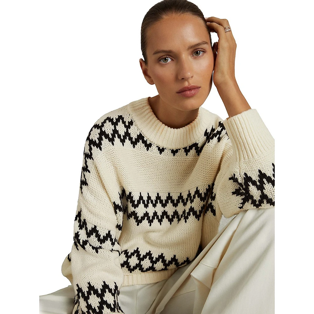 Ivy Wool-Blend Fair Isle Drop-Shoulder Sweater