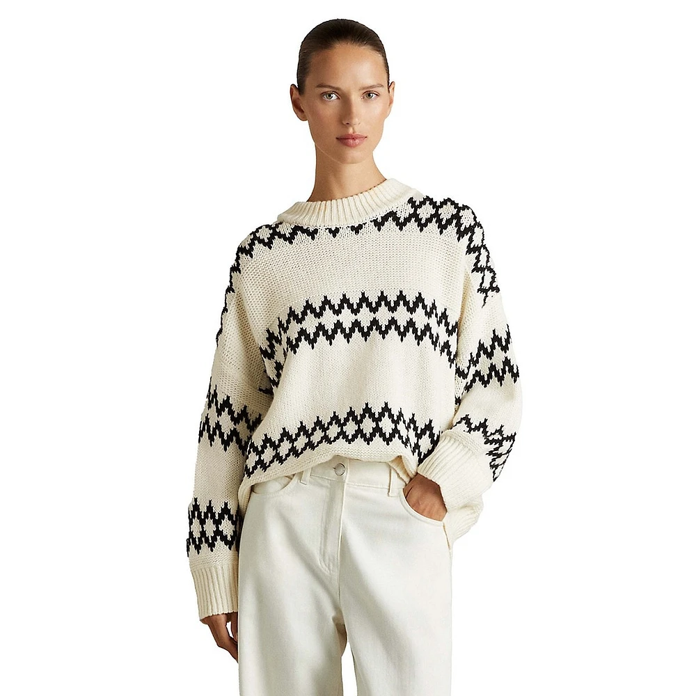 Ivy Wool-Blend Fair Isle Drop-Shoulder Sweater