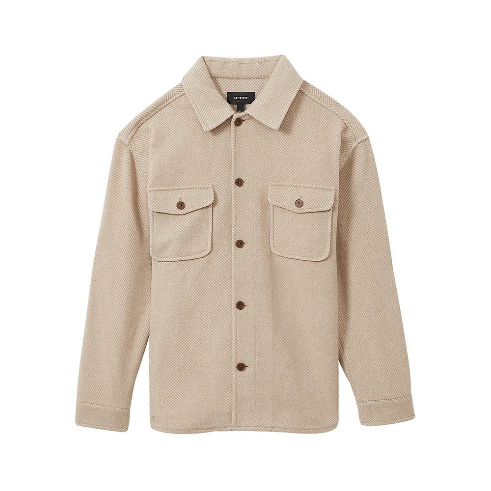 Compton Wool-Blend Herringbone-Twill Overshirt