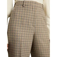 Vida Wide-Leg Houndstooth Check Wool Dress Pants