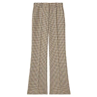 Vida Wide-Leg Houndstooth Check Wool Dress Pants