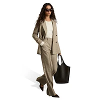 Vida Wide-Leg Houndstooth Check Wool Dress Pants