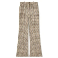 Vida Wide-Leg Houndstooth Check Wool Dress Pants