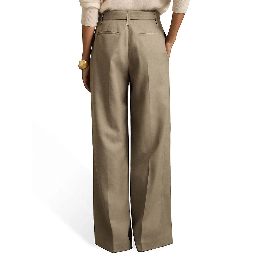 Clara Wool Belted Wide-Leg Dress Pants